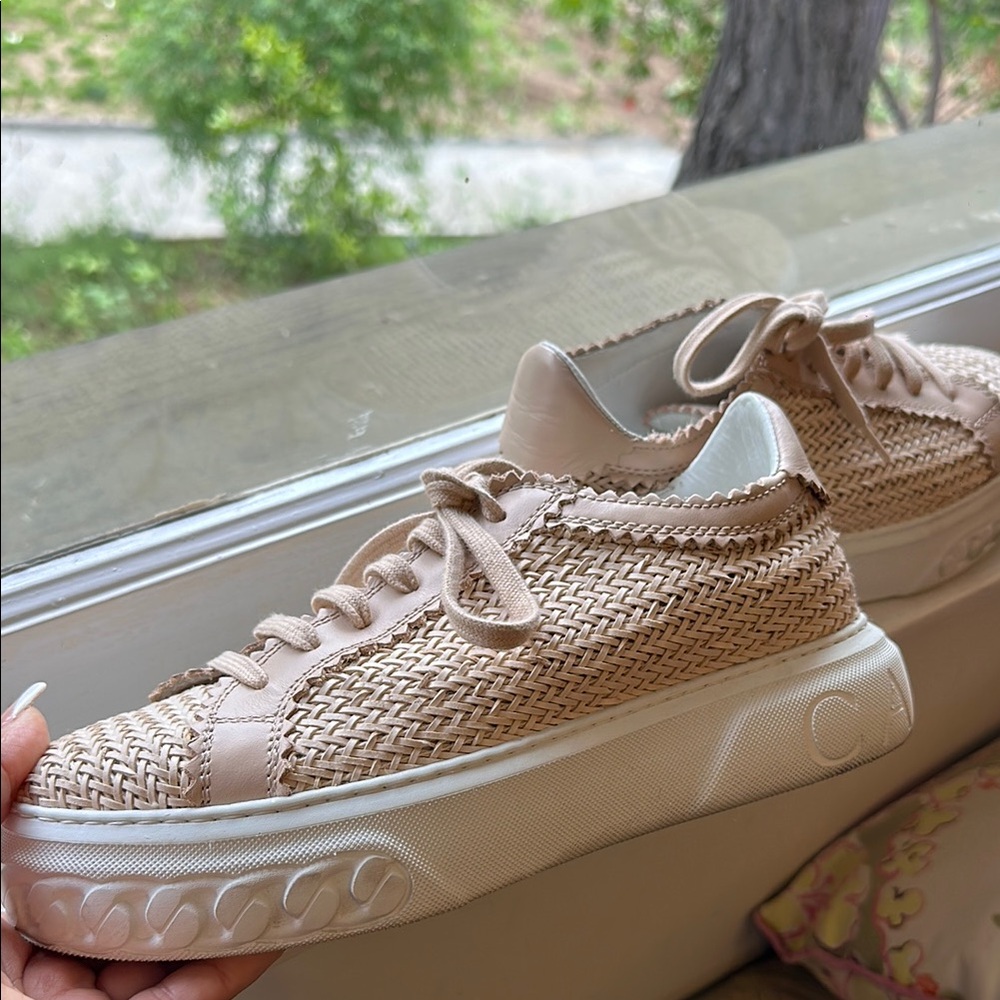 Women's Beige Casadei Woven Sneakers